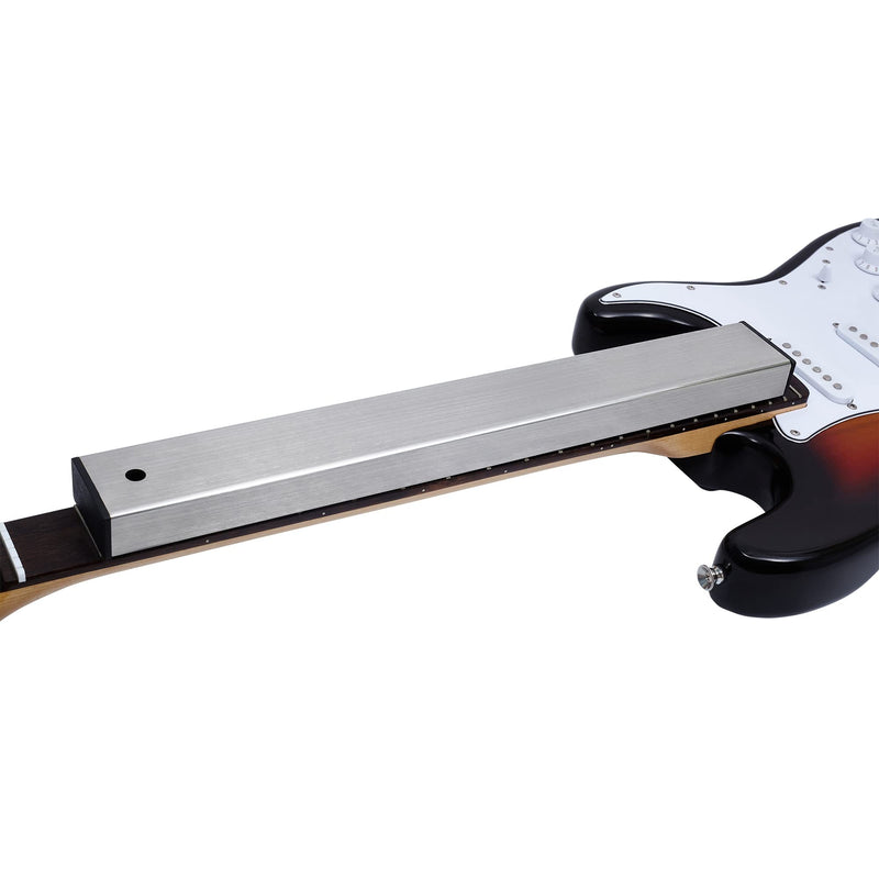 [AUSTRALIA] - Fret Leveling Beam, 16 Inch Stainless Steel Fret Leveler Sanding Block, Guitar Fret Level File Bar Luthier Repair Tool with 2-Set of 120/240/320/400/600/1000 Grit Replacement Sandpaper Stainless Steel Fret Leveler-16"x2"x1" 