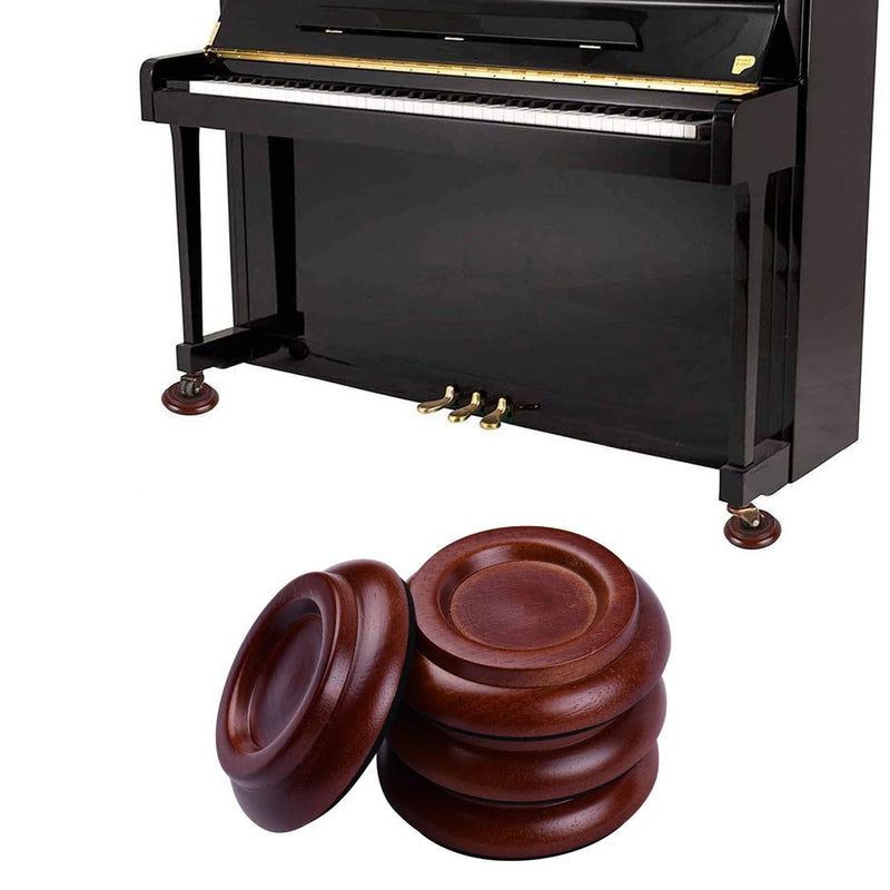 Piano Caster Cups for Upright Piano Wooden Piano Caster Piano Leg Floor Protectors with Non-Slip & Anti-Noise Foam Hardwood Floor Protectors Dark Brown 4 Pack for Upright Piano Leg