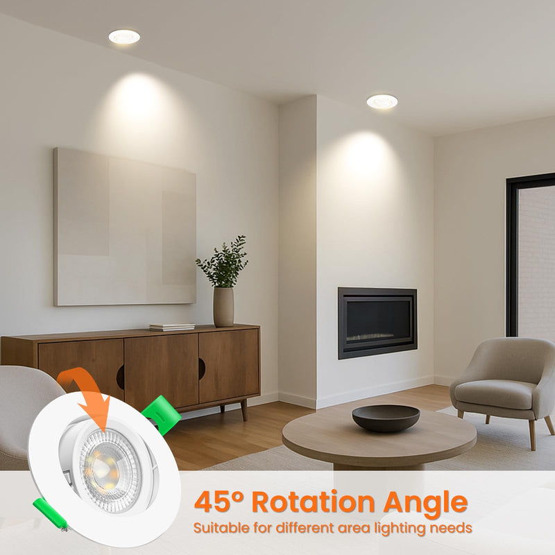 [AUSTRALIA] - ALUSSO LED Recessed Spotlight 230 V 76 mm, 6 W Tilt Recessed Spotlight, LED Flat 25 mm, 3CCT Spot Warm White 3000 K Natural White 4000 K Cool White 6500 K, Removable Recessed Spotlight, LED Dimmable Neigung Abnehmbar, Ø75-78mm Lochmass 