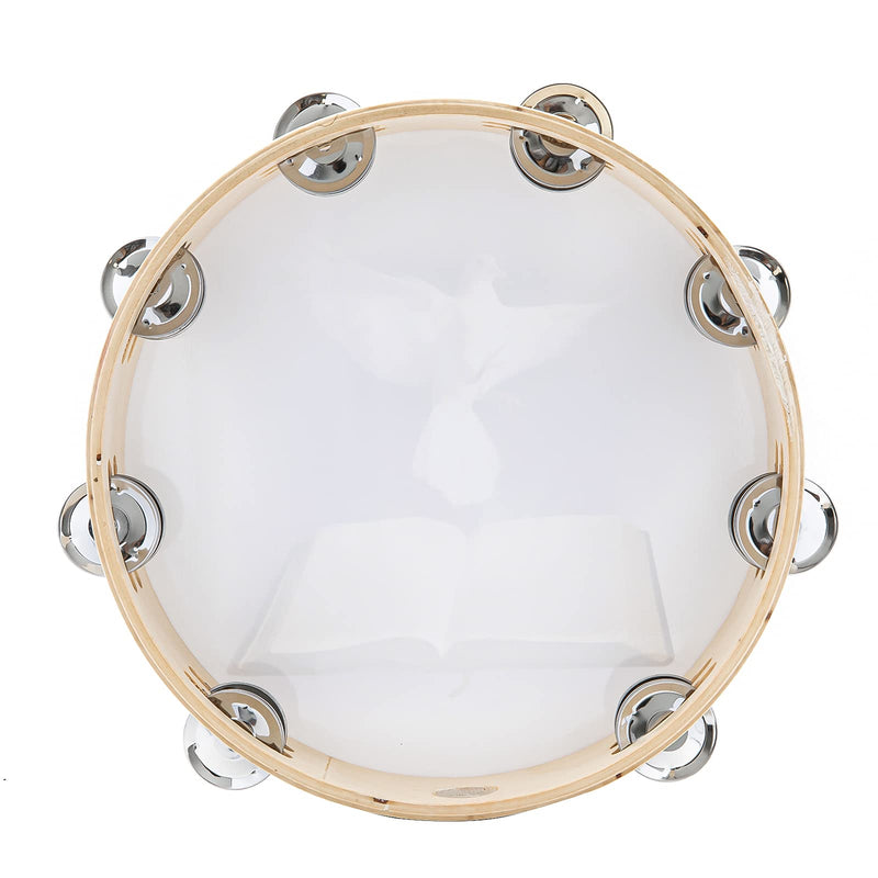 [AUSTRALIA] - Tambourine 10 inch Dove Bible Double Row Jingle Tambourine for Adults,Handbell Clap Drum Tambourine for Pray Church Party Musical Instrument (10 inch Dove) 