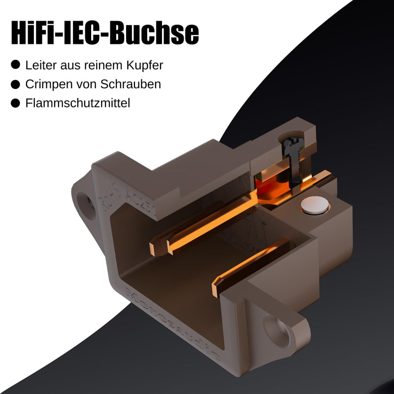 Monosaudio IC71(C) High End IEC Connector Pure Copper Conductor IEC Socket 10A 250V AC IEC C14 Plate Mounting IEC IEC Socket brown