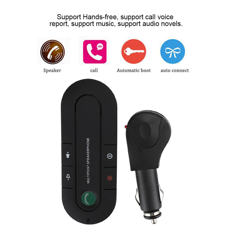 Car Handsfree Speaker Kit withSun Visor and Car Charger, Supports Handsfree Call Music