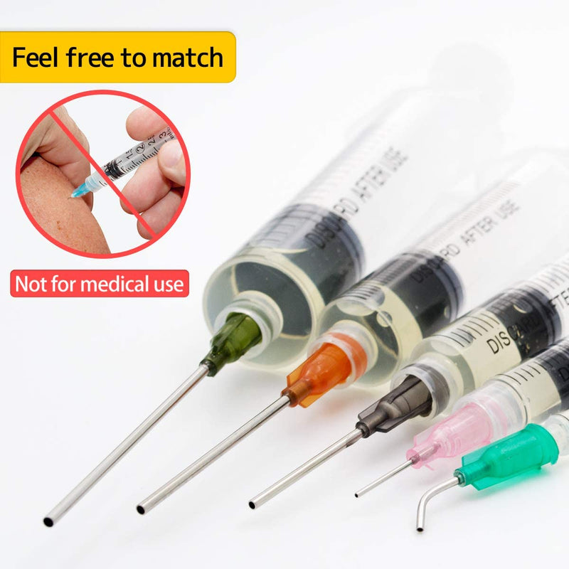 Syringe Set with Blunt Needles, 1ml, 3ml, 5ml, 10ml with 14g, 15g, 16g, 18g, 20g Blunt Needles and Syringe Cap for DIY Craft Refill Glue, Industrial Applications (8 Pieces) Pack of 8