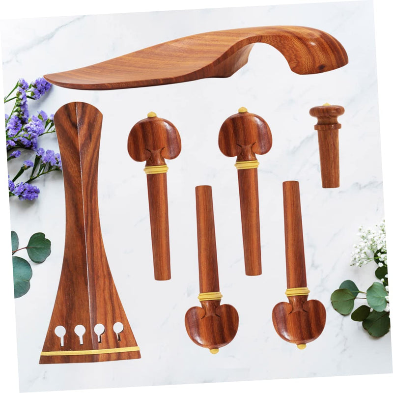 [AUSTRALIA] - Yardwe 4/4 Violin Accessories Set with Jujube Wood Tailpiece Chinrest Endpin and Pegs Comfortable Chin Rest for Beginner Violin Players 
