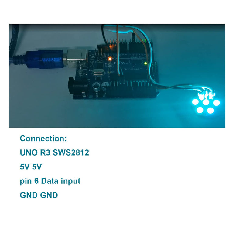 [AUSTRALIA] - WS2812 RGB LED Ring 7 x 5050 WS2812B 7 Bits with Built-in Drivers for Arduino Raspberry Pi Mirco:bit ESP32 Pack 