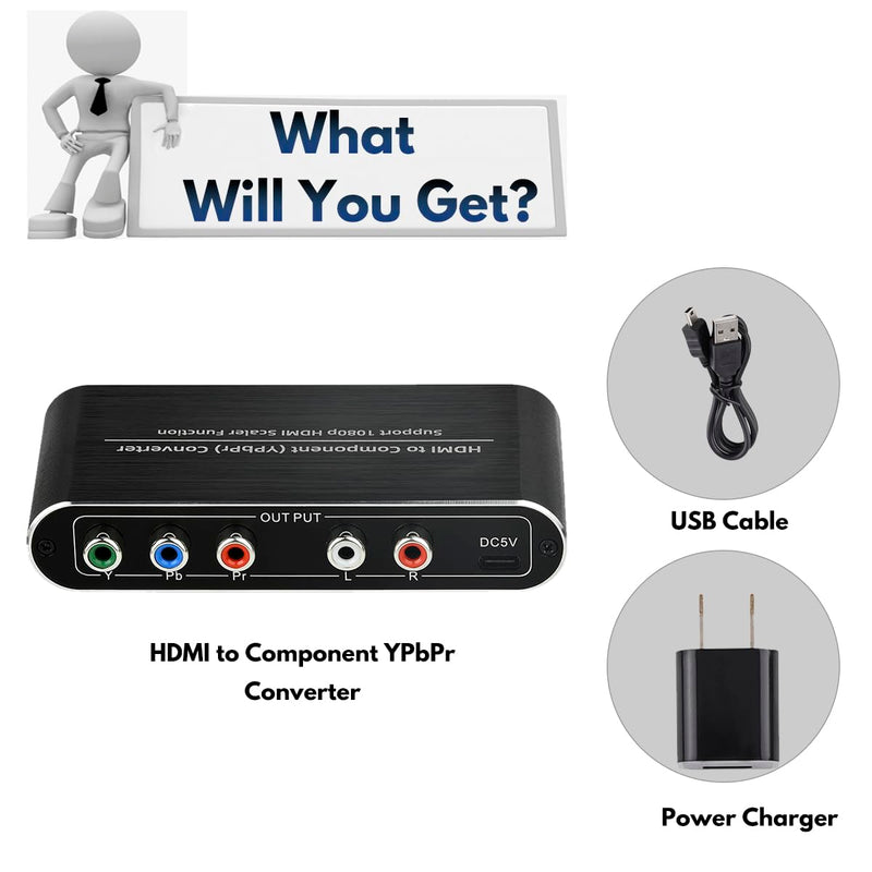[AUSTRALIA] - HDMI to Component Converter with Scaler Function, HDMI to YPbPr 5RCA RGB Scaler Adapter V1.4 with R/L Audio Output Support for MacBook TV Blu-Ray DVD PS4 DVD, PSP, Xbox 360,Amazon Fire TV 