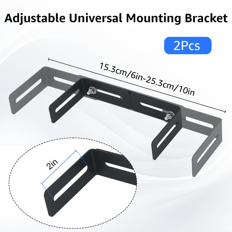 Adjustable Universal Mounting Bracket for CB Ham Radio | Transceivers & Scanners, Width Adjustable 6 to 10 Inch, Radio Mount Hardware Included, 2 Sets