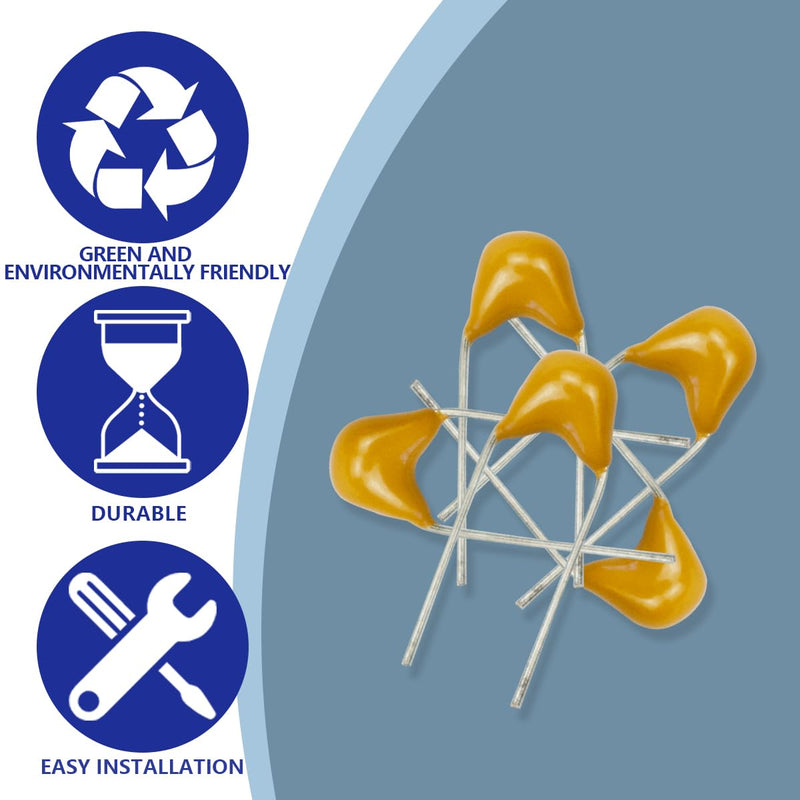 Innfeeltech 100pcs 50V 100nF Monolithic Ceramic Capacitor Yellow Electronic Accessories for Computer and Phone 44NF