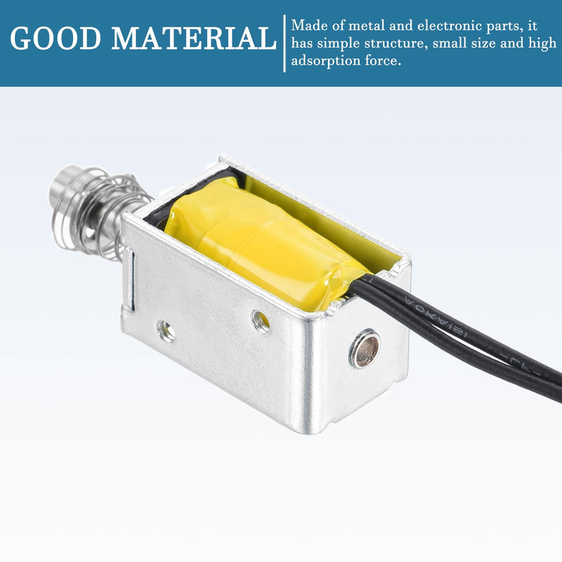 QUARKZMAN DC 3V 0.5A Open Frame Solenoid Electromagnet x 1 Piece Pressure Pull Type Open Frame Solenoid Electromagnet for Vending Machines, [Silver Tone, Black]