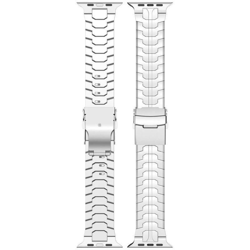 Premium Stainless Steel Apple Watch Band with Quick-Release Links 42mm, 44mm, 45mm, 46mm, 49mm (Silver)
