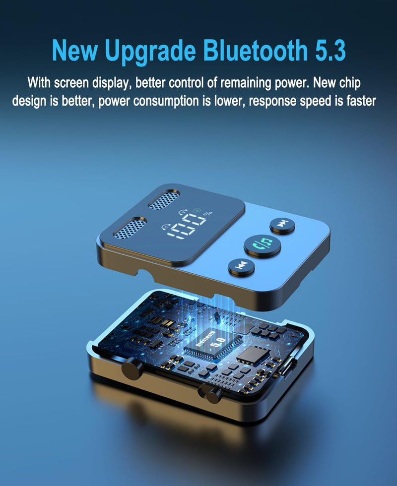 [AUSTRALIA] - Bluetooth 5.3 Transmitter Receiver, 2-in-1 Adapter for Airplane, Bluetooth Transmitter for 3.5mm Aux Jacks Headphone, TV, Home Stereo, Speakers, Headphone, Car, Dual Connection 