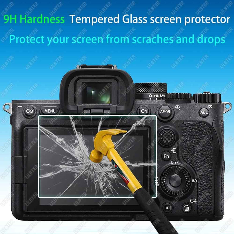 Screen Protector for Sony A7 IV Alpha 7 IV A7IV A7M4 A74 & Hot Shoe Cover [3+2 Pack] Tempered Glass Cover 0.3mm 9H Hardness Anti-Scrach Anti-Bubble