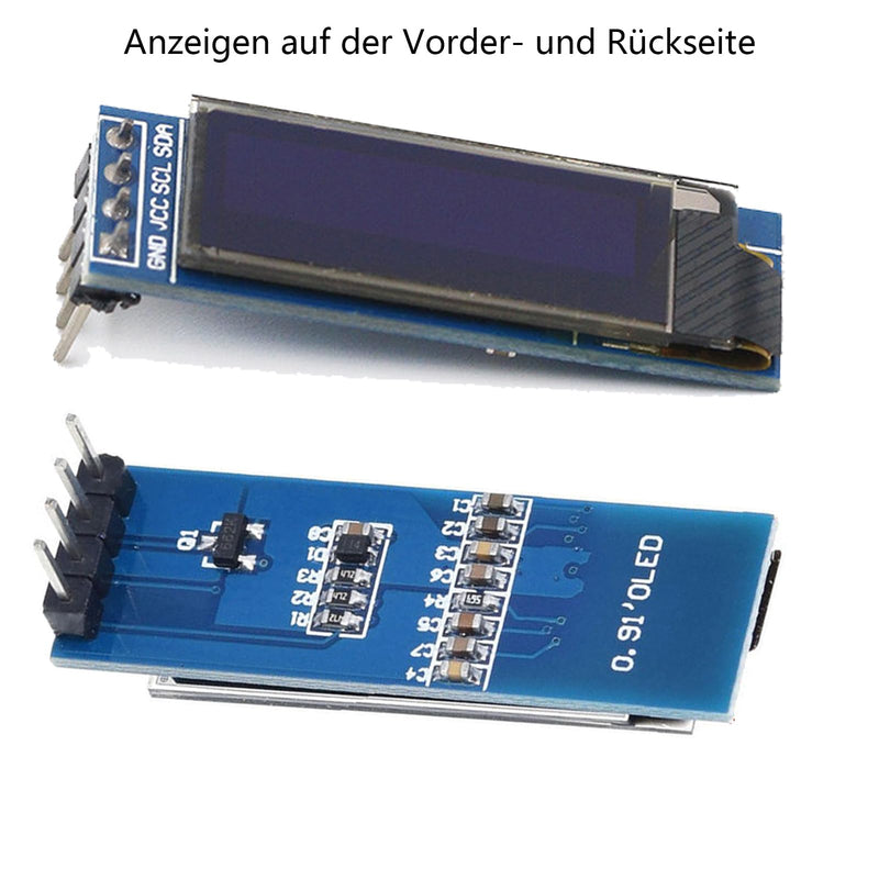 GERUI Pack of 3 0.91 Inch OLED LCD Display Module Screen Tiny Module IIC 128 x 32 LCD Display Device Compatible with Arduino and Other Microcontollers, 3.3 V-5 V, White