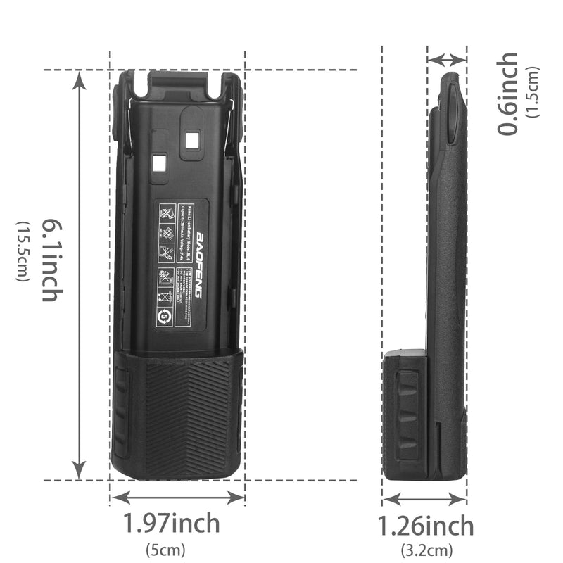 [AUSTRALIA] - BAOFENG UV-82 Battery,Upgrade 3800mAh High Capacity Extended BL-8 Battery with Type-C Charger for BAOFENG UV-82 UV-82L UV-82C UV-89 GMRS Series Two-Way Radio (2Pack) 2Pack 