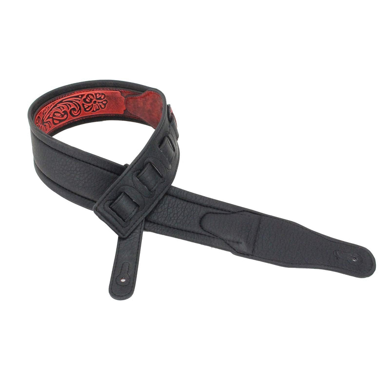 Walker & Williams GB-122 Black Cherry Padded Guitar Strap with Texas Star and Skull Design For Acoustic, Electric, And Bass Guitars
