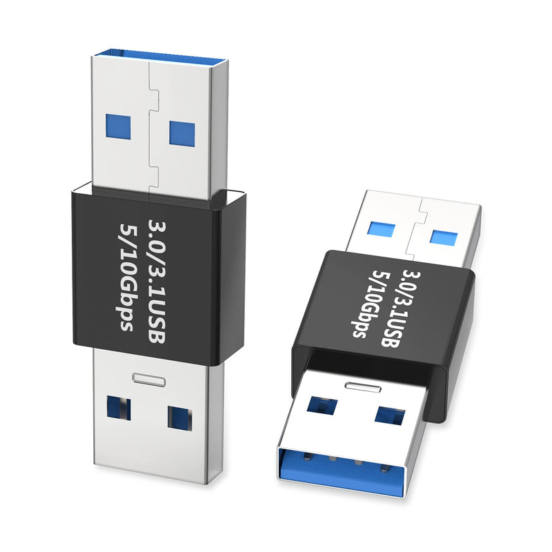 AGVEE [4 Pack] USB-A 3.0 Male to USB-A 3.0 Male Adapter, USB 3.0 Converter Coupler Extension Extender Connector, Black
