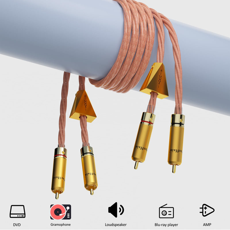 Preffair X461 1 Pair OCC Cables 15AWG 4 x 1.5mm2 RCA Audio Cable with Gold Plated RCA Connectors for Speaker, Subwoofer, Turntable, AMP, DAC (1.5M/4.9FT, X461R1786G)