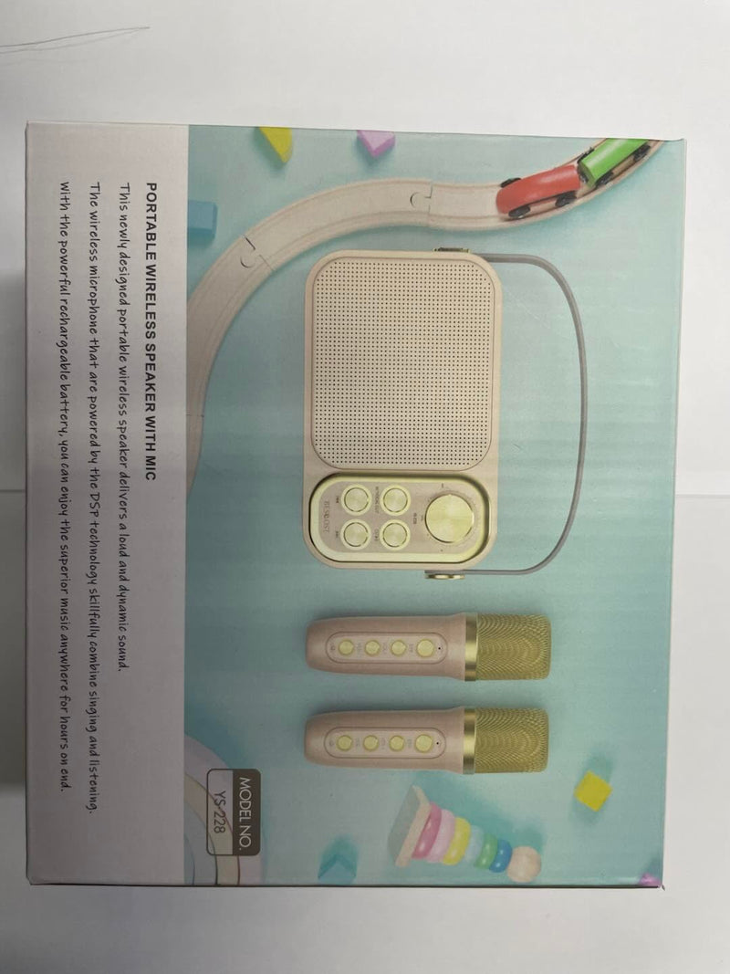 Mini Karaoke Machine for Kids Adults, Portable Bluetooth Speaker with 2 Wireless Microphones, Kids Karaoke Machine for Girls Boys, Toys Birthday Gifts for 3-12+ Years Old Toddler (White)