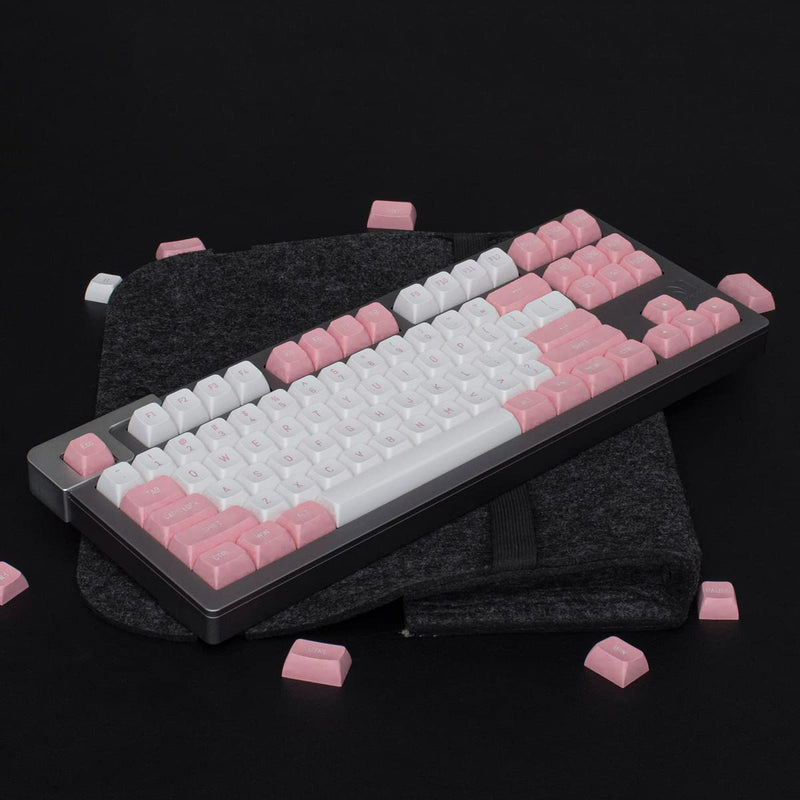 Pink White Keycaps Set 150 Keys MSA Profile Double Shot ISO/ANSI Layout for Cherry MX Switches Mechanical Gaming Keyboard Pink White