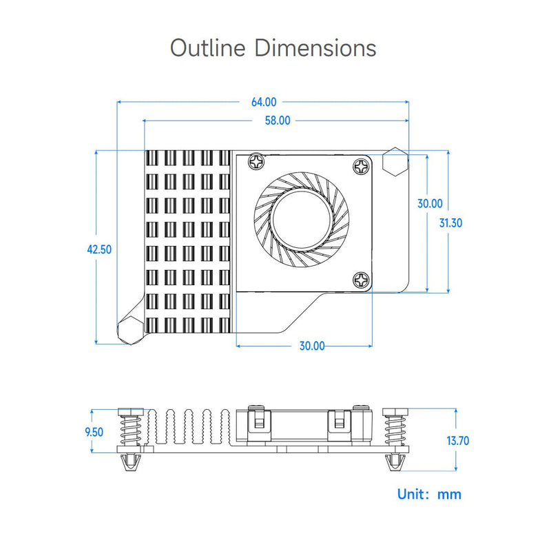 Waveshare Active Cooler (B) for Raspberry Pi 5, Active Cooling Fan, Aluminium Heatsink, with Thermal Pads