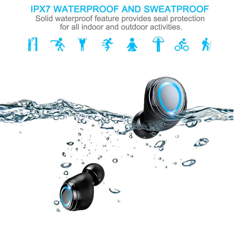 Motast Wireless Earbuds, Bluetooth 5.3 Earbuds 140H Playtime Headphones HD Stereo Noise Cancelling Earphones in Ear with Mic, USB-C Charging Case, IP7 Waterproof Headset for Sports Black Silver