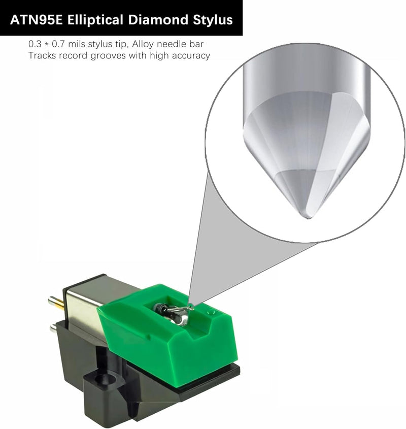 ATN95E Diamond Record Player Needles Replacement Stylus, Compatible with Audio-Technica AT-LP120-USB Turntables(Not for LP120X-USB)