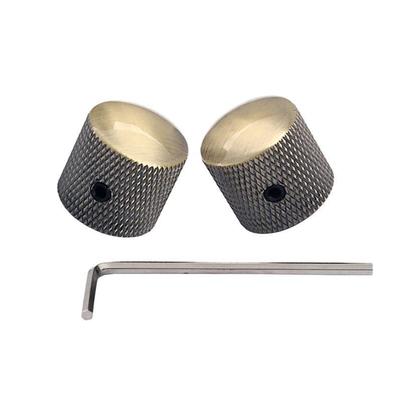 2Pcs Bronze Electric Bass Guitar Knobs Metal Volume Tone Control Knob Cap with Wrench for Electric Guitar Bass Accessories