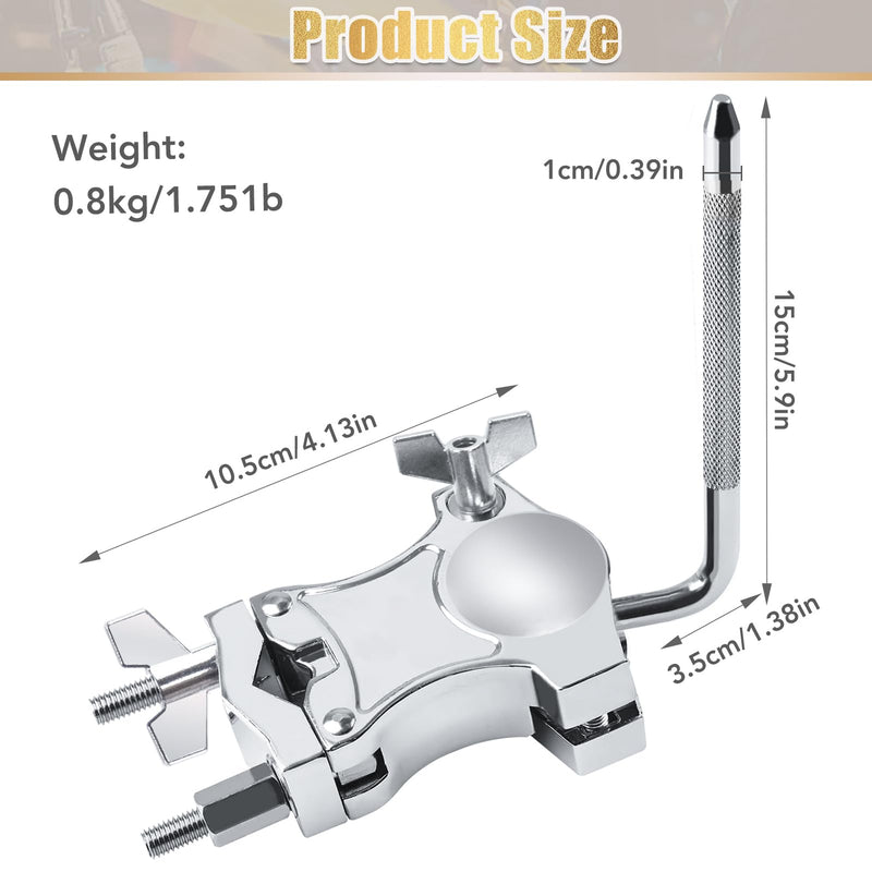 [AUSTRALIA] - L-Rod Cowbells Cymbal Clamp, Heavy-Duty Cowbell Mount Percussion Holder Extension Arm Clip, 360°Rotation Universal Mount for Cowbells, Jam Blocks & Handheld Percussion Instrument Accessories L-Rod Clamp 