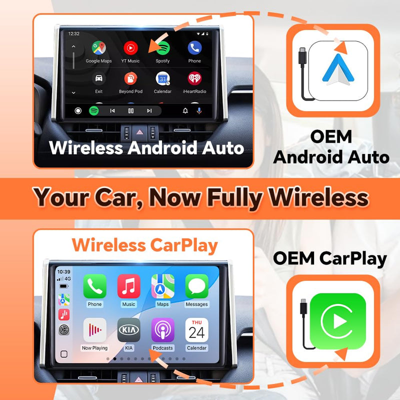 Wireless CarPlay Adapter 2-in-1 for Android Auto - CarlinKit Mini Ultra3 | Wired to Wireless | for with iPhone (iOS 10+) & Androi.d (Andro.id 11+) | for Cars OEM CarPlay & Android Auto (2016+)