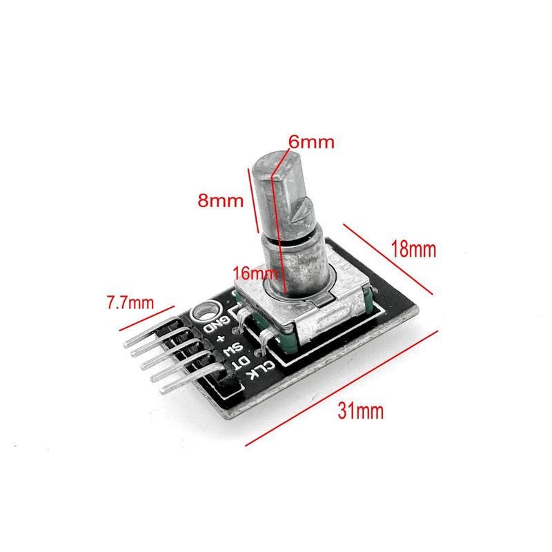 JZK KY-040 Rotary Encoder, 5 Pin 360 Degree Rotary Encoder, Module KY-040 Rotary Encoder, Push Button Switch, Pack of 5