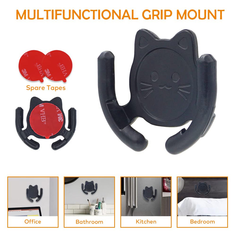 Multi-Surface Holder Car Mount 3 Pack Compatible for Popsocket Grip Holder for Pop Socket Mount Device Support Accessory Home Office Desk Wall Mount Cute Cat Strong Adhesive Sticky Pad (Black) Black