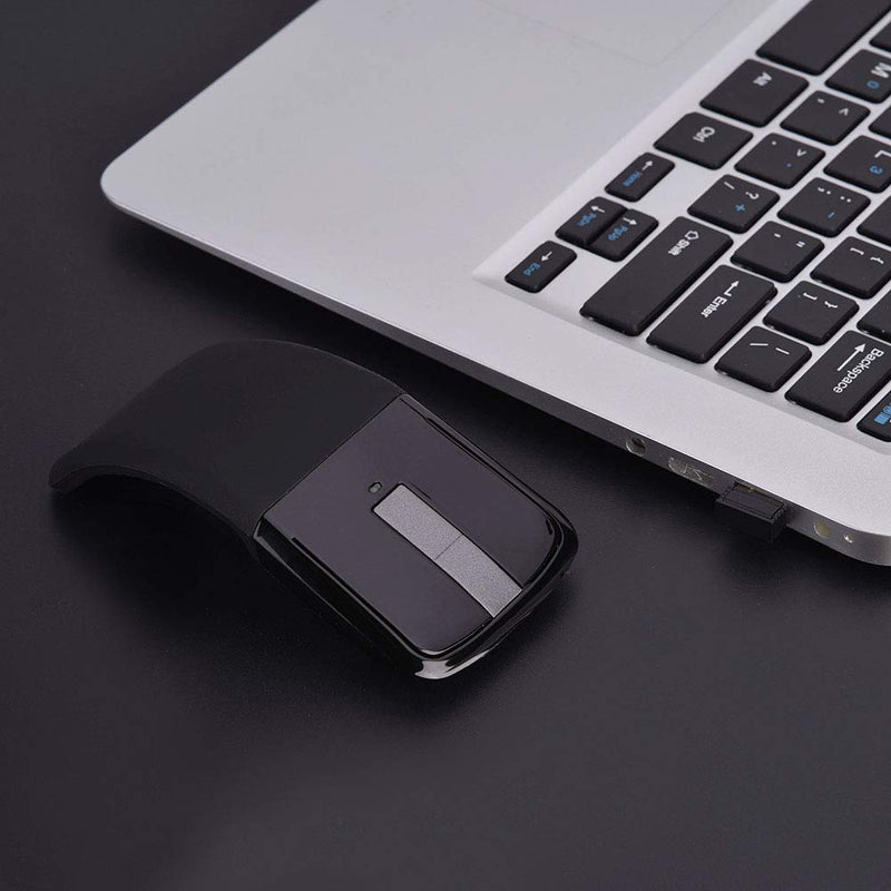 USB Foldable Wireless Touch Mouse, Arc Touch Mouse Mice with USB Receiver for PC/Laptop/Smart TV, Stylish Appearance(Black)