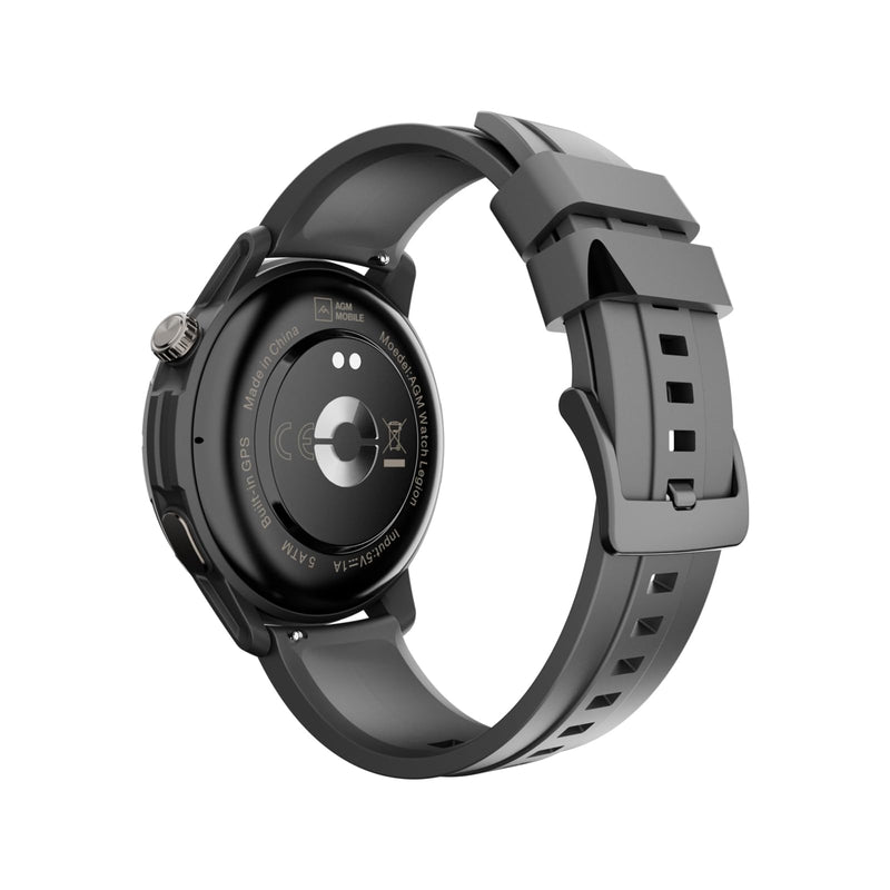 AGM Legion Rugged Smart Watch, AMOLED Activity Tracker for Outdoors, Black | GPS Fitness Tracking, Bluetooth Calling, Heart Rate SpO2 Sleep Monitor, Step Counter, Alerts, Custom Faces for iPhone Android