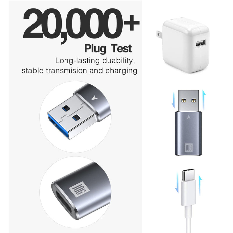 [10Gbps] USB C Female to USB Male Adapter 2 Pack, ANDTOBO USB 3.1 A to USB C Adapter SuperSpeed Data Sync. Compatible with iPhone 12 Mini/12 Pro Max/11 Pro Max, Type-C Earphone, Power Bank, Quest Link