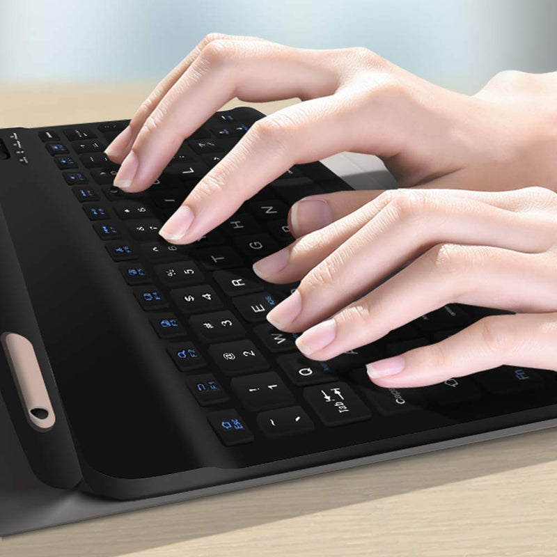 XIWMIX Ultra-Slim Wireless Bluetooth Keyboard - Universal Rechargeable Bluetooth Keyboard Compatible with iPad Pro/iPad Air/iPad 9.7/iPad 10.2/iPad Mini and Other iOS Android Windows Devices black