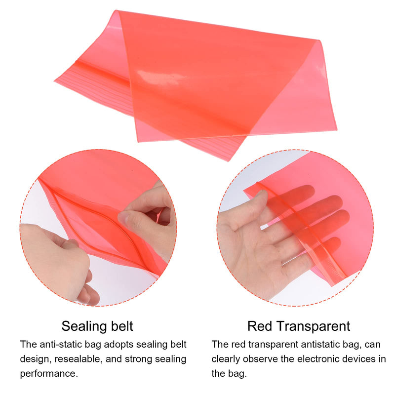 MECCANIXITY Anti Static Bags Shielding Bag 2.8x4.3inch(7x11cm) Red Transparent Resealable for Hard Drive HDD SSD 100pcs
