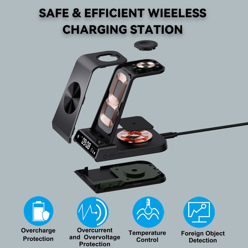 Wireless Charger for Samsung Devices, 4 in 1 Wireless Charging Station for Galaxy S24 Ultra/S24/S24+/S23 Ultra/Z Fold5/Z Flip, Watch Charger for Galaxy Watch 6/6 Classic/5/5 Pro/4,for Galaxy Buds2 Pro Black