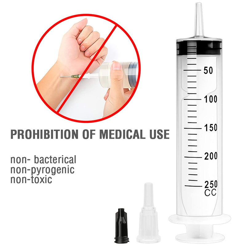 3 Packs Plastic Syringes with 3 Plastic Tubes for Oil or Glue Applicators, Experiments, Pet Feeding, Industrial Applications (100 ml + 150 ml + 250 ml)