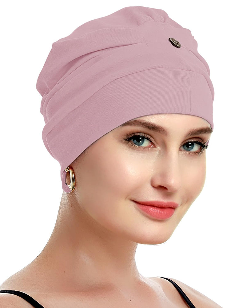 osvyo Cotton Chemo Headwear for Women with Cancer and Hair Loss, Cotton Hat, Lightweight Headwear, Sealed Packaging HELL-APRICOT-BLUSH