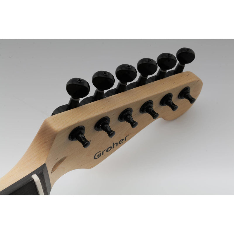 Musiclily Pro R15J 6-in-line 15:1 Ratio Full Sealed Machine Heads Tuners Tuning Pegs Keys with Vintage Oval Button for Strat Tele Style Electric Guitar, Black