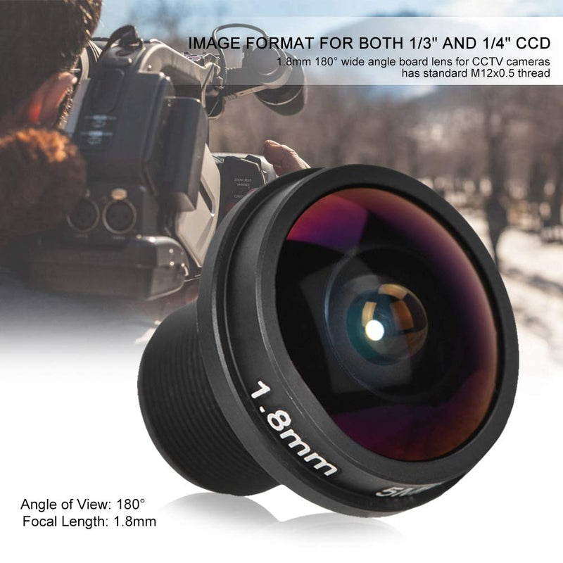 1.88mm Mini Fisheye Camera Lens, 5MP HD 180° Wide Angle M12x0.5 Thread CCTV Camera Lens for 1/3inch and 1/4inch CCD Chipsets/with an aperture of F2.0
