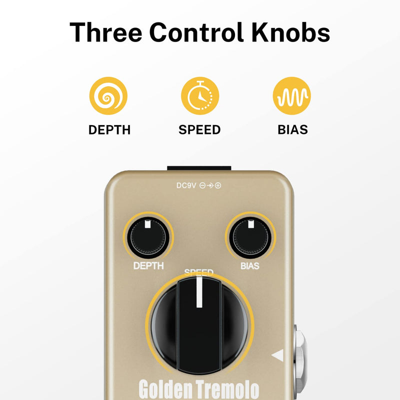 [AUSTRALIA] - Donner Tremolo Pedal, Golden Tremolo Guitar Pedal Analog Tremolo Effect Pedal for Electric Guitar and Bass True Bypass 