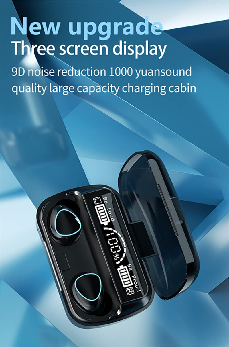 Wireless Earbuds, Bluetooth 5.1 Earphones Auto Pairing Bluetooth Headphones True Wireless Stereo HiFi Headphones for Running Sports in-Ear with Smart LED Display Charging Case/Box