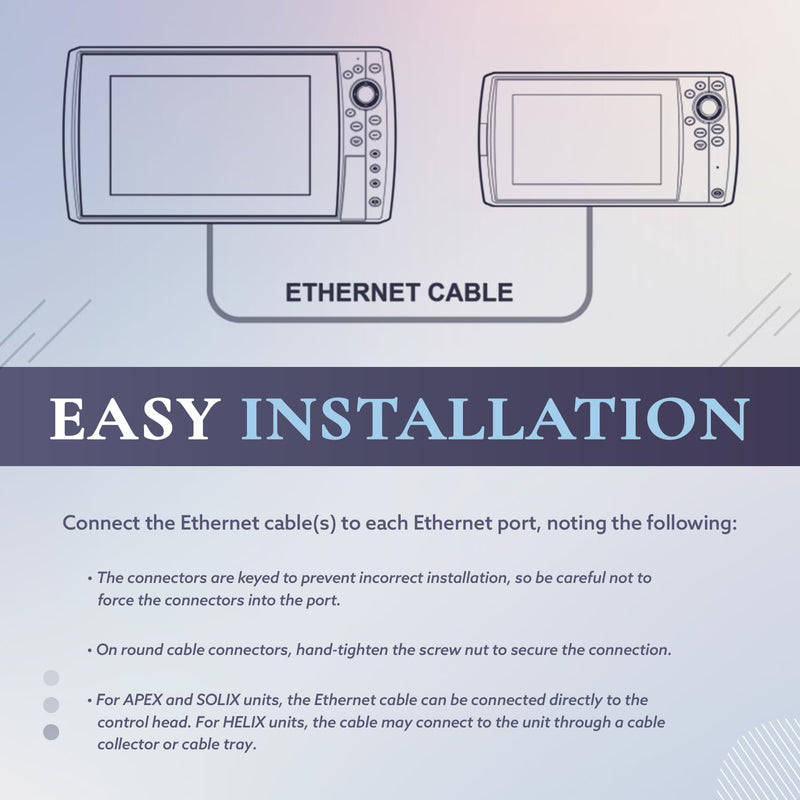 720073-4 30 Foot Ethernet Cable, Replace for Humminbird AS EC 30E 30ft. Ethernet Cord, Fit for APEX, SOLIX, Onix, ION, 1100/1100 HD, 900/900 HD, 800/800HD, 700 HD Series AS EC 30E 30ft.
