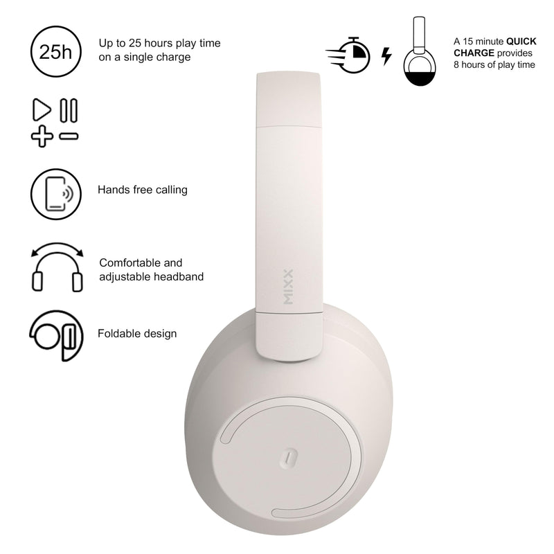 MIXX StreamQ C2 Over-Ear Wireless Stereo Headphones, Sand