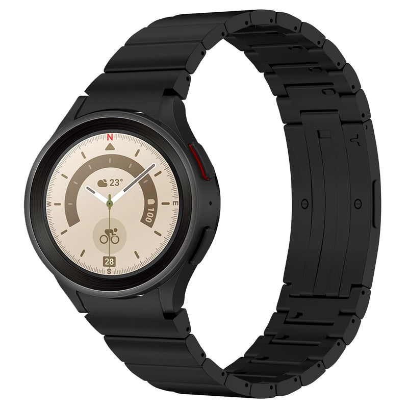 LDFAS Compatible for Samsung Galaxy Watch 7/6 Classic 43mm 47mm/5 Pro 45mm Bands, 20mm Titanium Metal Watch Strap with Curved Buckle Compatible for Samsung Galaxy Watch FE/6/5/4 40mm/44mm Band Black