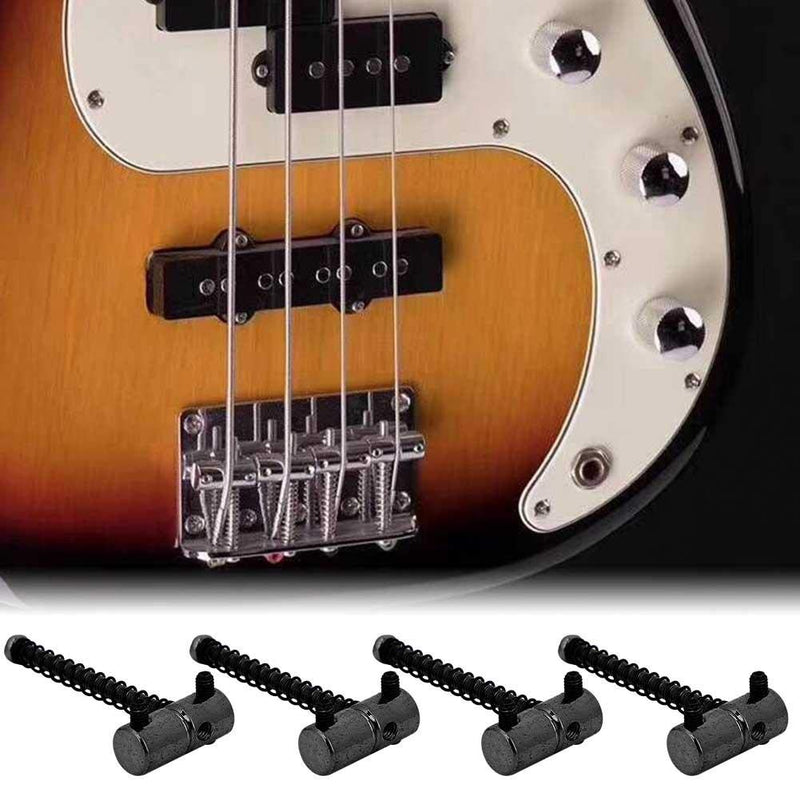 4pcs Electric Bass Compensated Saddles Set,Bass Bridge String Saddles Spring Screws for Electric Bass Guitar (Black)