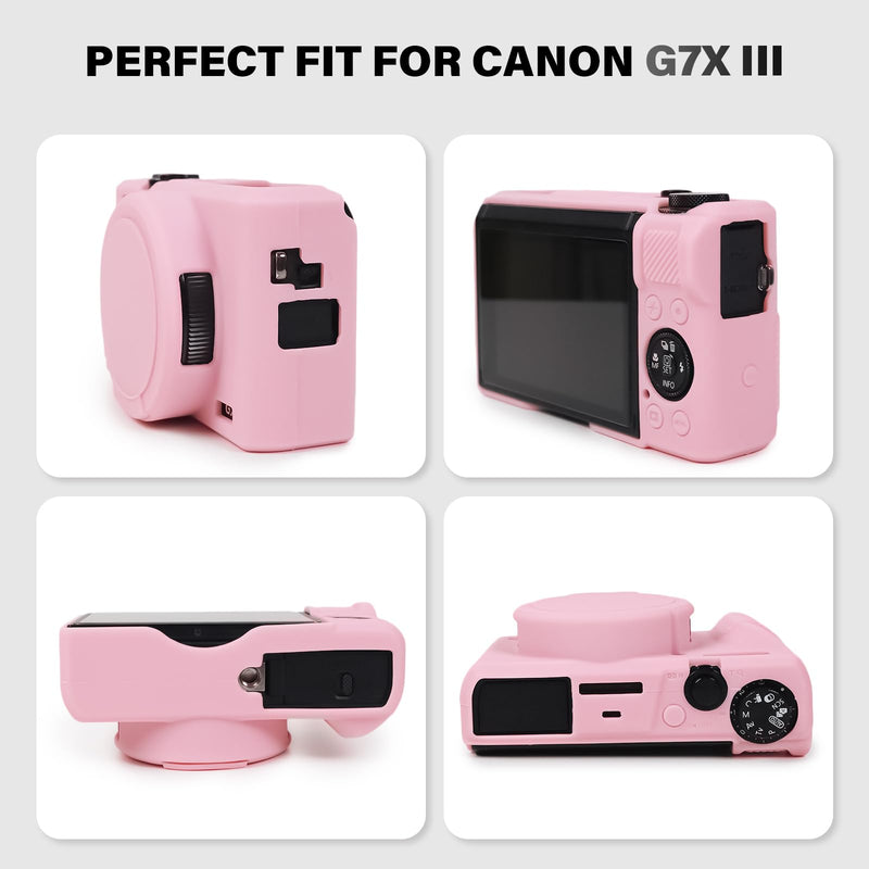 [AUSTRALIA] - G7X III Case for Canon Powershot G7X Mark III Digital Camera, Soft Silicone G7X III Camera Case Accessories, Protective Case Cover for G7XIII G7X3 with Detachable Lens Cover - Pink 