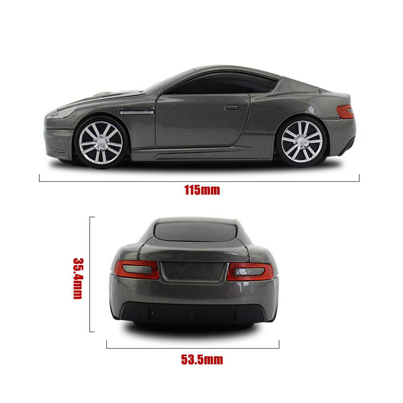 ECOiNVA Wireless Sports Car Mouse Laptop Desktop Mouse Computer Optical Mice 2.4GHz USB Mouse (Gray) Gray