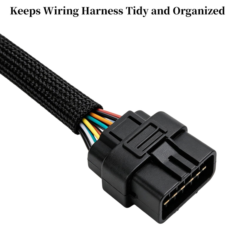 26ft-1/2 inch Expandable Braided Cable Sleeving Black | Split Mesh Wire Loom Tubing, Split Sheathing Wrap Sleeve, Cable Management, For TV Computer Home Theater